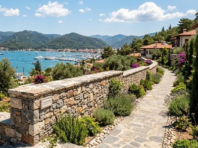 Muğla taş duvar uygulaması - Bahçe duvarı
